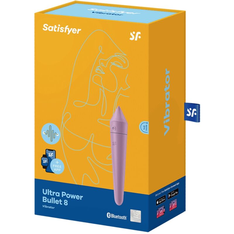 Bullet vibratore SATISFYER ULTRA POWER 8 LILLA di SATISFYER CONNECT, dettaglio del prodotto in colore viola.