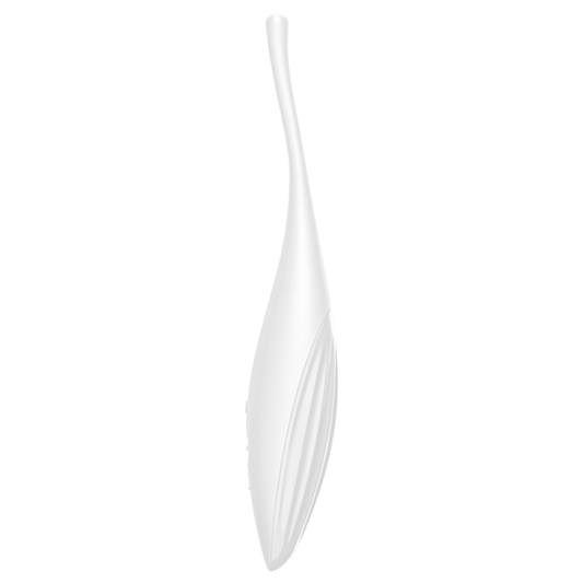 Vibratore Satisfyer Twirling Joy Clit Tip bianco, dispositivo di stimolazione per il piacere femminile, con design elegante e tecnologia avanzata