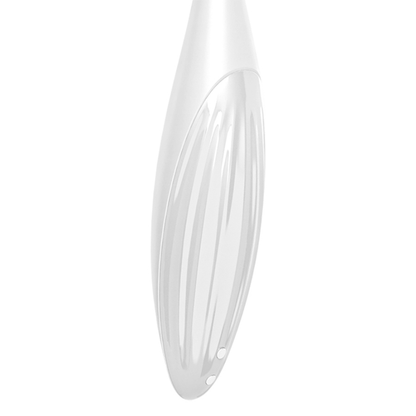 Vibratore Satisfyer Twirling Joy Clit Tip bianco, prodotto di marca Satisfyer Connect, con design elegante e tecnologia avanzata.