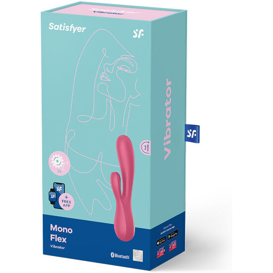 Satisfyer Mono Flex rosso con app, dispositivo di stimolazione intimo con design ergonomico e controllo tramite smartphone.