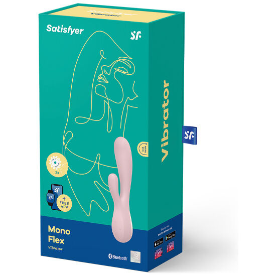 Dispositivo SATISFYER Mono Flex rosso con app, vibratore ergonomico e intelligente per stimolazione personale.