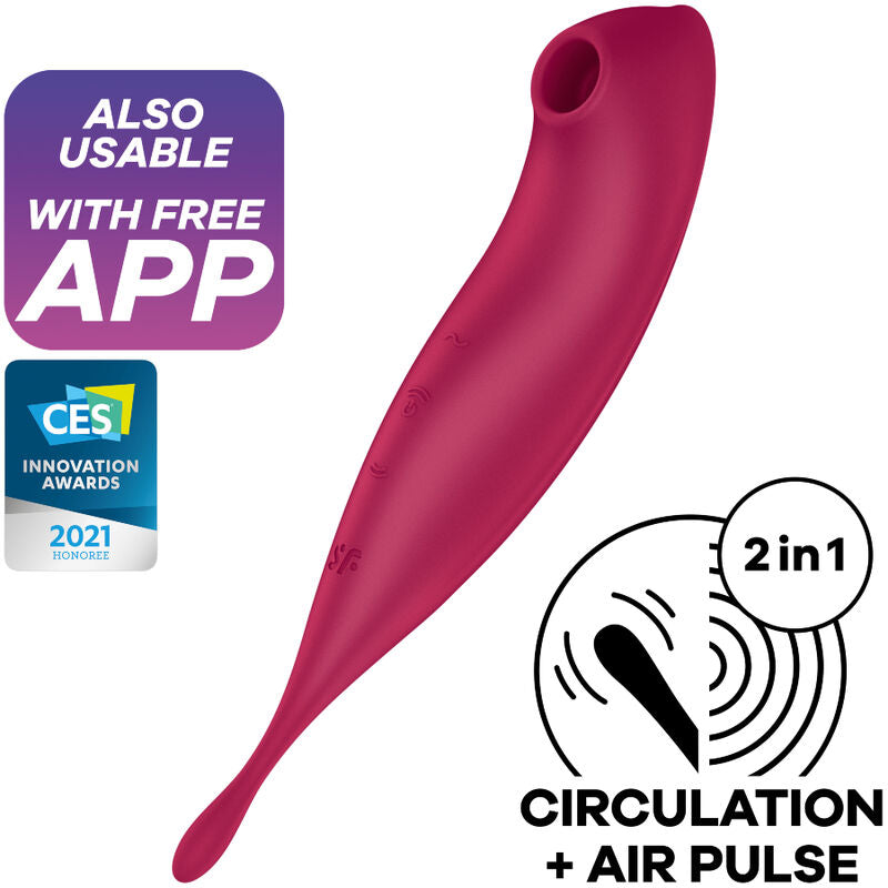 Stimolatore e vibratore Satisfyer Twirling Pro+ rosso, prodotto SATISFYER CONNECT, con design ergonomico e funzioni innovative.