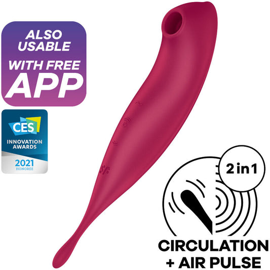 Stimolatore e vibratore Satisfyer Twirling Pro+ rosso, prodotto SATISFYER CONNECT, con design ergonomico e funzioni innovative.