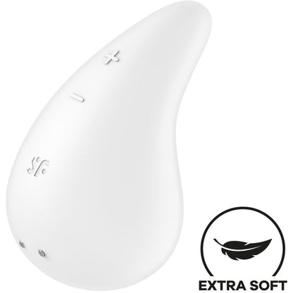 Vibratore goccia di rugiada SATISFYER LAY-ON bianco, design elegante, superficie liscia, ideale per stimolazione interna e esterna.