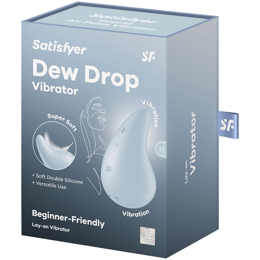 Vibratore Lay-On SATISFYER Goccia di Rugiada bianco, design ergonomico e morbido, ideale per stimolazione esterna e massaggi.