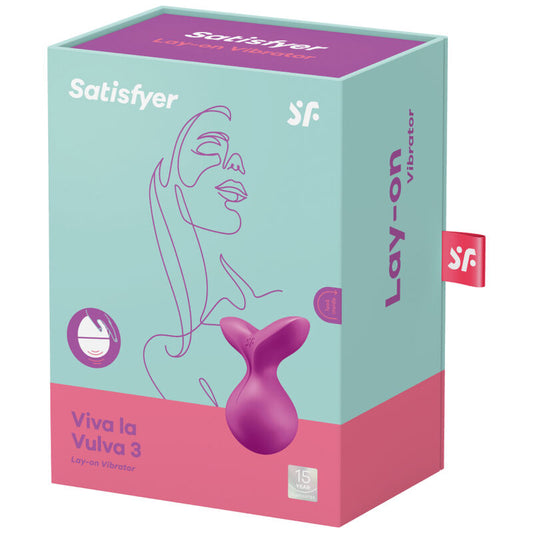 Vibratore Viva La Vulva 3 Lay-On SATISFYER LAYONS in colore viola, design ergonomico e dettagliato, per stimolazione e piacere.