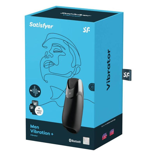 Vibratore maschile SATISFYER MEN VIBRATION+ nero, con design ergonomico e superficie liscia per piacere e stimolazione.