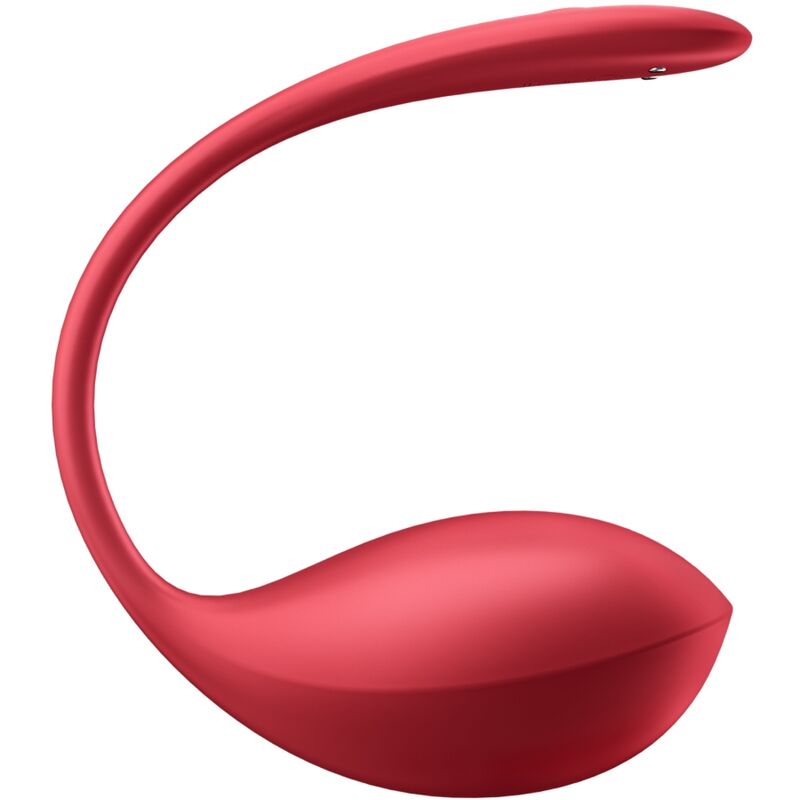 Stimolatore Shiny Petal SATISFYER con telecomando G-Point rosso, dispositivo di piacere con app gratuita, design elegante e compatto.