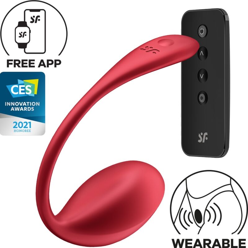 Stimolatore Satisfyer Shiny Petal con telecomando G-Point rosso, prodotto SATISFYER PARTNER, con app gratuita.