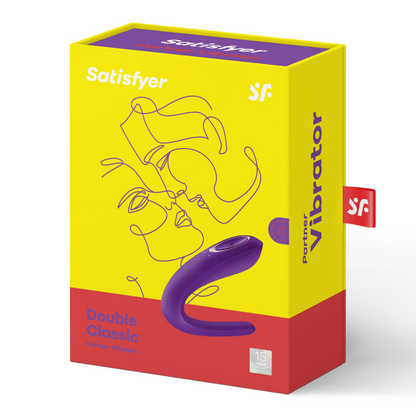 Vibratore giocattolo SATISFYER PARTNER che stimola entrambi i partner, con design elegante e funzione di stimolazione duale.