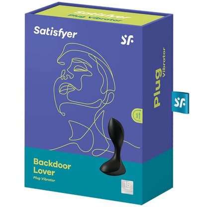 Plug anale nero SATISFYER Spina Vibrante Backdoor Lover, con dettagli realistici e superficie liscia.