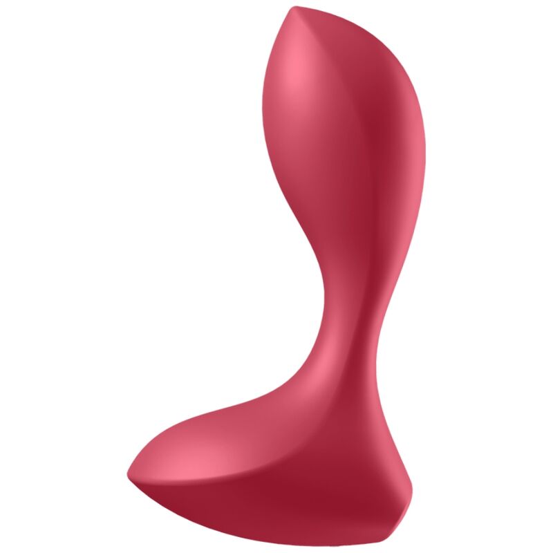 Satisfyer Spina Vibrante Backdoor Lover Rosso, plug anale rosso con stimolatore vibrante, immagine del prodotto con dettagli del design