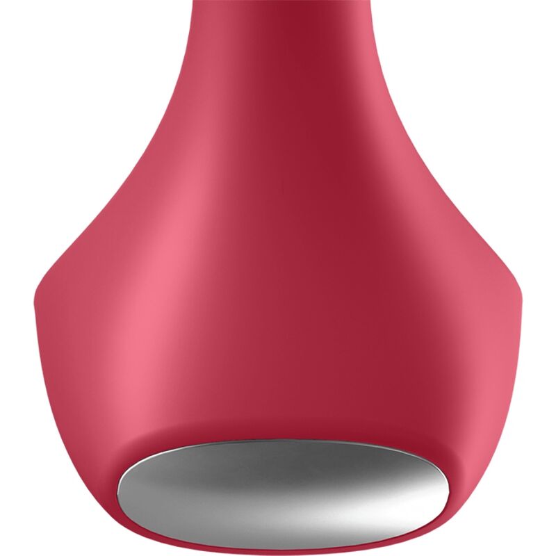 Plug anale Satisfyer Spina Vibrante Backdoor Lover Rosso di SATISFYER PLUGS, con superficie liscia e vibratore rosso brillante.