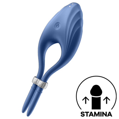 Anello vibratore Satisfyer Duelist Blu del marchio Satisfyer Ring, in silicone blu, con design ergonomico e funzione vibrante.