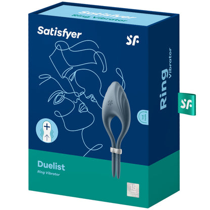 Anello vibratore Satisfyer Duelist blu con design ergonomico e superficie liscia, ideale per stimolazione intensa e comfort.