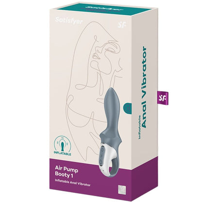 Vibratore anale gonfiabile SATISFYER AIR PUMP BOOTY 1 in grigio, con pompa per regolazione del volume, design discreto e ergonomico.