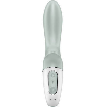 Vibratore anale gonfiabile SATISFYER AIR PUMP BOOTY 3 con design grigio-verde, dotato di vibrazioni e controllo intuitivo.
