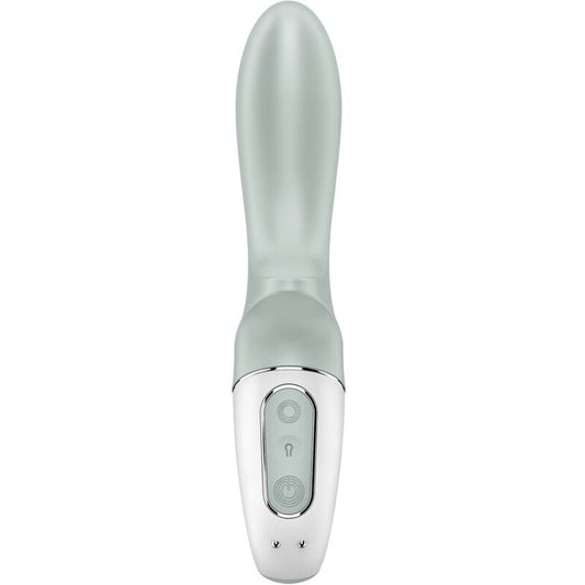 Vibratore anale gonfiabile SATISFYER AIR PUMP BOOTY 3 con design grigio-verde, dotato di vibrazioni e controllo intuitivo.