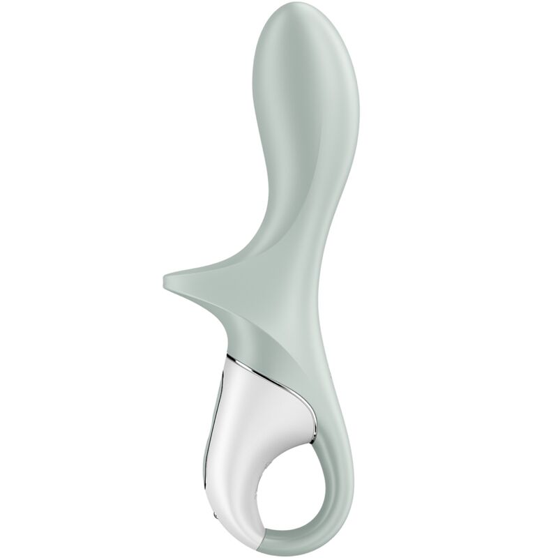 Vibratore anale gonfiabile Satisfyer Air Pump Booty 3 in grigio-verde, con design ergonomico e pulsanti di controllo.
