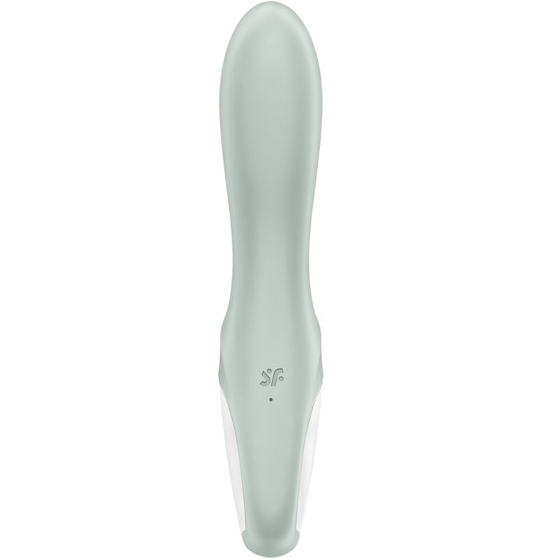 Vibratore anale gonfiabile SATISFYER AIR PUMP BOOTY 3, colore grigio-verde, con telecomando e design ergonomico.