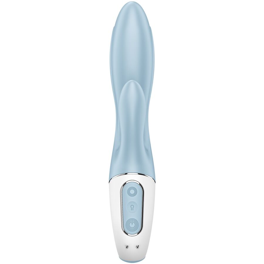 Vibratore gonfiabile SATISFYER AIR PUMP BUNNY 1 con coniglio blu, design ergonomico e funzione di gonfiaggio, per piacere intenso