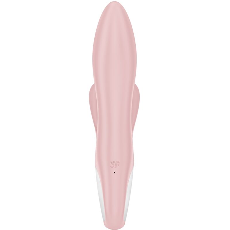 Vibratore gonfiabile coniglio rosa SATISFYER AIR PUMP BUNNY 3, design morbido e dettagli realistici, ideale per giochi intimi.