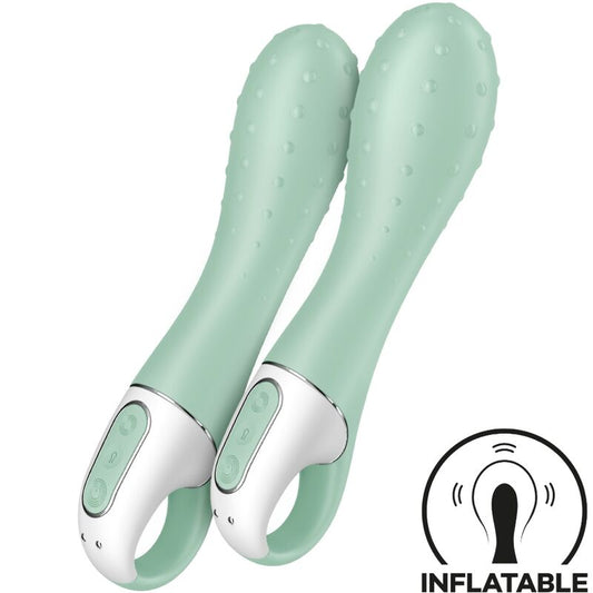 Vibratore gonfiabile SATISFYER AIR PUMP con 3 punti G, design mentolato, per stimolazione precisa e comfort.
