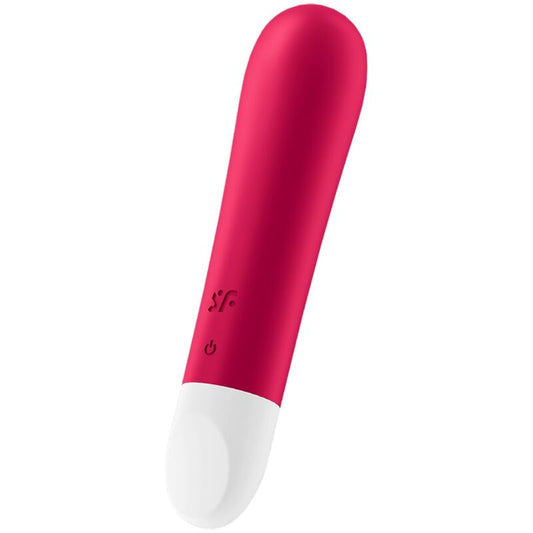 Vibratore Bullet Ultra Power 1 rosso SATISFYER VIBRATOR, piccolo e potente, con design compatto e superficie liscia.
