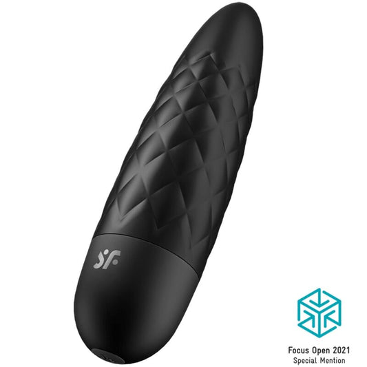 Vibratore bullet Satisfyer Ultra Power 5 nero, design compatto e potente, con superficie liscia e dettagli eleganti.