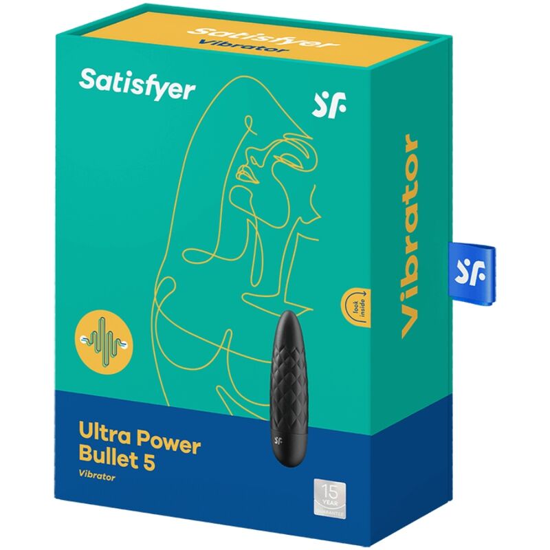 Vibratore Bullet Ultra Power 5 nero di SATISFYER, compatto e potente con superficie liscia e design ergonomico.