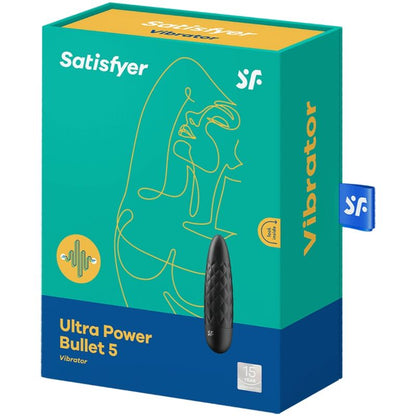 Vibratore Bullet Ultra Power 5 nero di SATISFYER, compatto e potente con superficie liscia e design ergonomico.