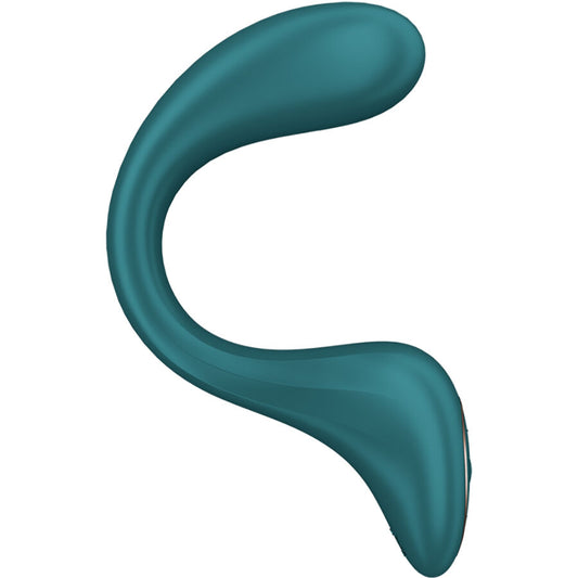 Vibratore coniglio verde SATISFYER G per Foddes, design a forma di bottiglia, con dettagli realistici e superficie liscia.