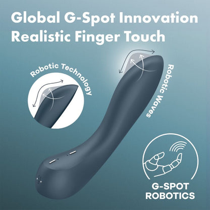 Vibratore SATISFYER G-SPOT WAVE 4 con 12 programmi di vibrazione, design grigio scuro, ideale per stimolazione G-spot.