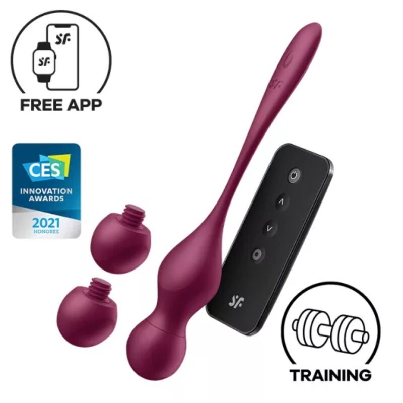 Satisfyer Love Birds Vary SFere Vibranti, vibratore con sfera e app gratuita, colore vino rosso, marca Satisfyer.