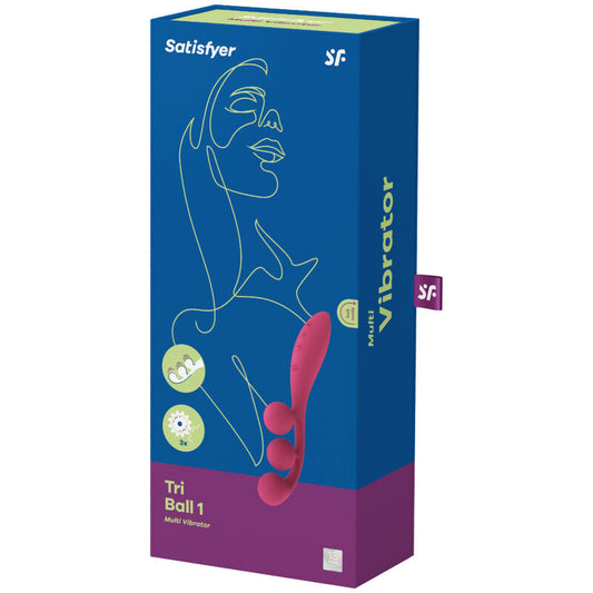 Vibratore multi SATISFYER TRI BALL rosso con tre sfere di diverse dimensioni, design ergonomico e materiali morbidi.