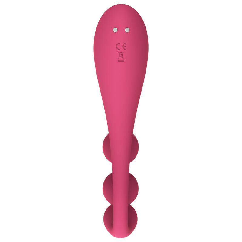 Vibratore Satisfyer Multi Tri Ball rosso con tre sfere in silicone, design ergonomico e colori vivaci.