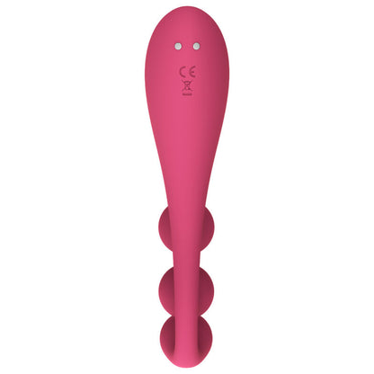 Vibratore Satisfyer Multi Tri Ball rosso con tre sfere in silicone, design ergonomico e colori vivaci.