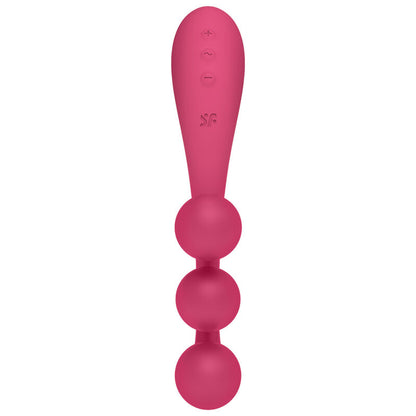 Vibratore multi-ball SATISFYER TRI BALL rosso, con design ergonomico e dettagli in silicone, ideale per stimolazione versatile.