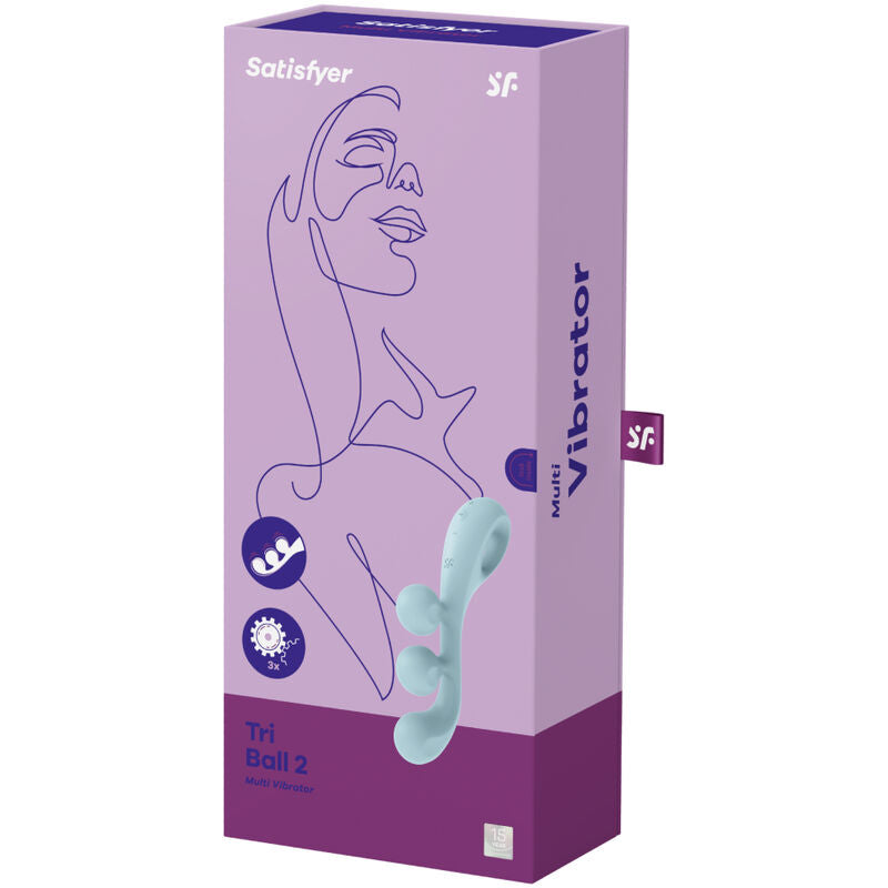 Vibratore multi-ball Satisfyer Tri Ball 2 blu con design ergonomico e superfici lisce, ideale per stimolazione piacevole e sicura.