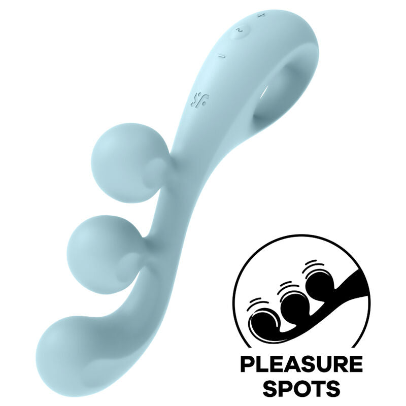Vibratore multiball SATISFYER TRI BALL 2 blu, design ergonomico e morbido, con tre sfere vibranti per stimolazione.