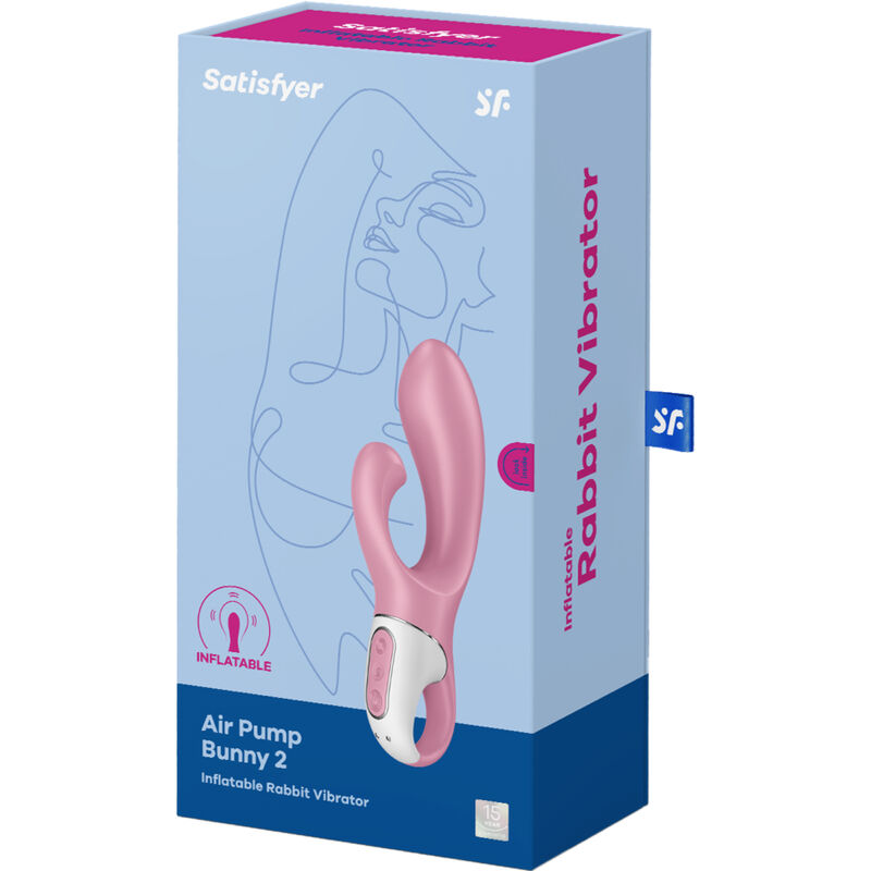 Pompa ad aria Satisfyer Bunny 2 rosa, vibratore rosa con design a coniglio, dettagli visibili e materiali morbidi.