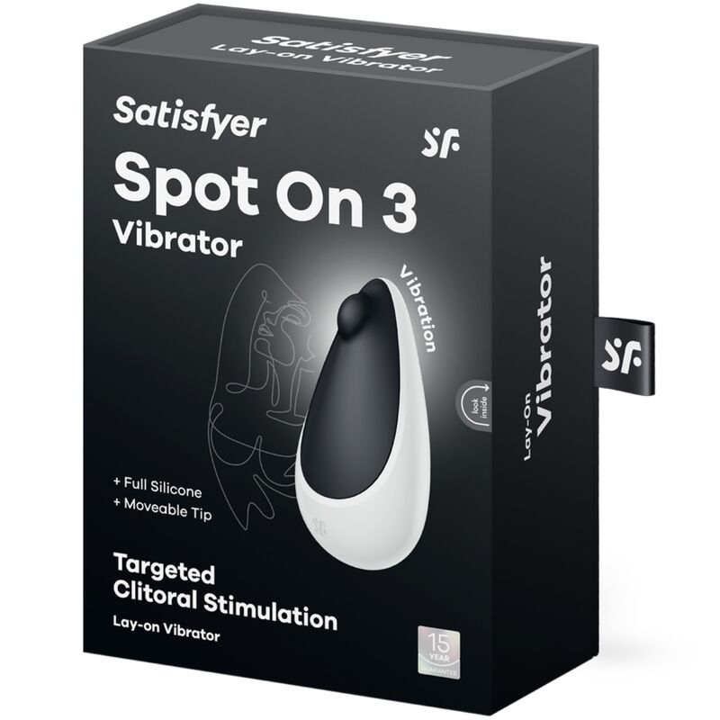 Stimolatore clitoride SATISFYER SPOT ON 3 nero, vibratore compatto e ergonomico per massaggi delicati, vista frontale.