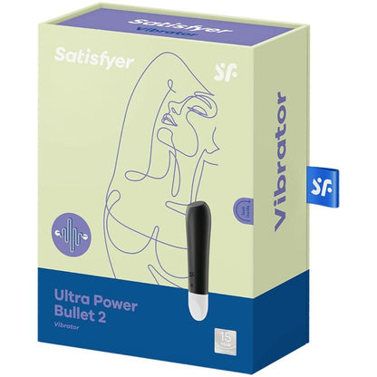 Piccolo vibratore Satisfyer Ultra Power Bullet 2 nero con superficie liscia e design compatto, ideale per stimolazione mirata.