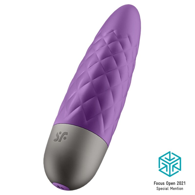 Piccolo vibratore SATISFYER Ultra Power Bullet 5 viola, con superficie liscia e design compatto per stimolazione precisa.