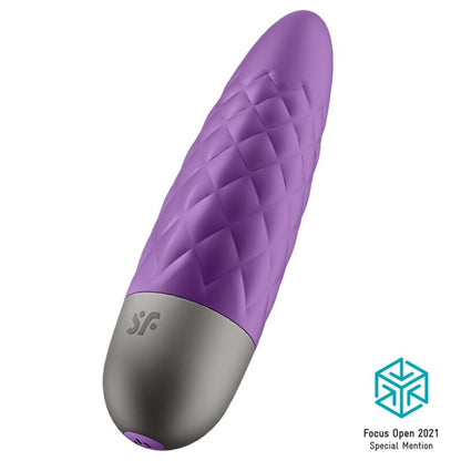Piccolo vibratore SATISFYER Ultra Power Bullet 5 viola, con superficie liscia e design compatto per stimolazione precisa.