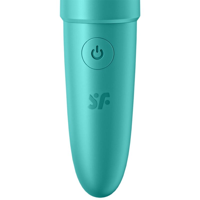 Bullet vibratore SATISFYER Ultra Power in color turchese, compatto e potente, con superficie liscia e design ergonomico.