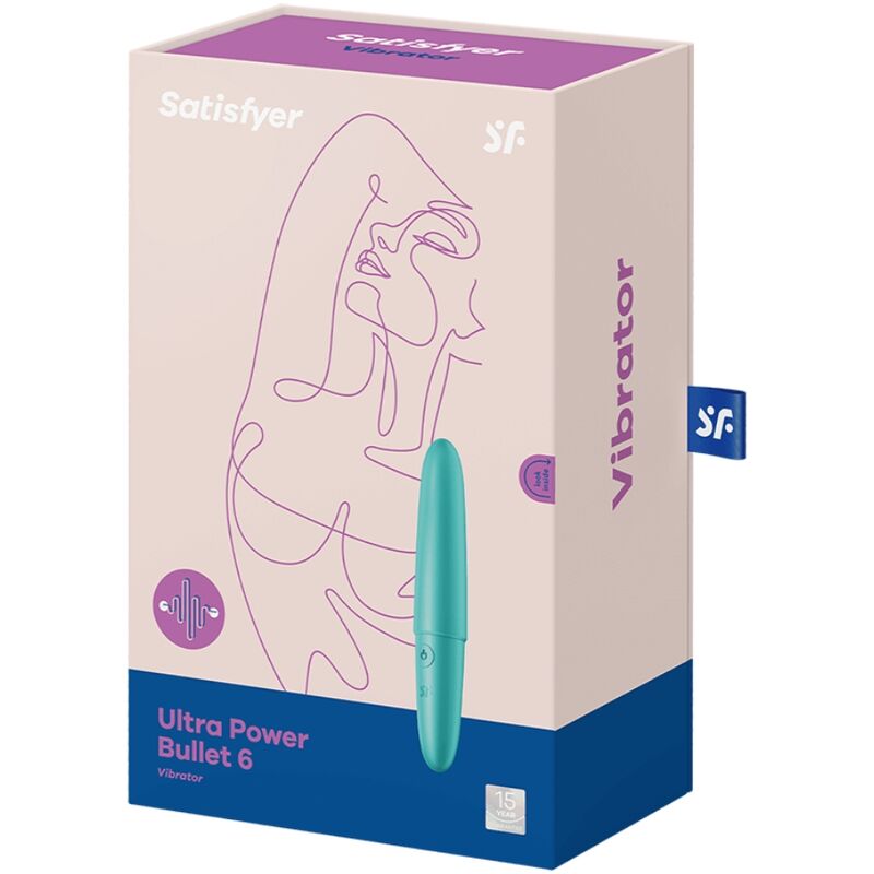 Bulbo vibrante SATISFYER Ultra Power Bullet 6 in colore turchese, compatto e potente, ideale per stimolazione mirata.