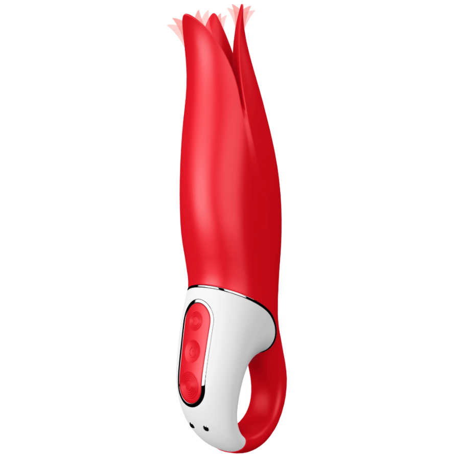 Vibratore SATISFYER VIBE POWER FLOWER con design floreale e pulsanti di controllo, ideale per stimolazione intensa e piacevole.