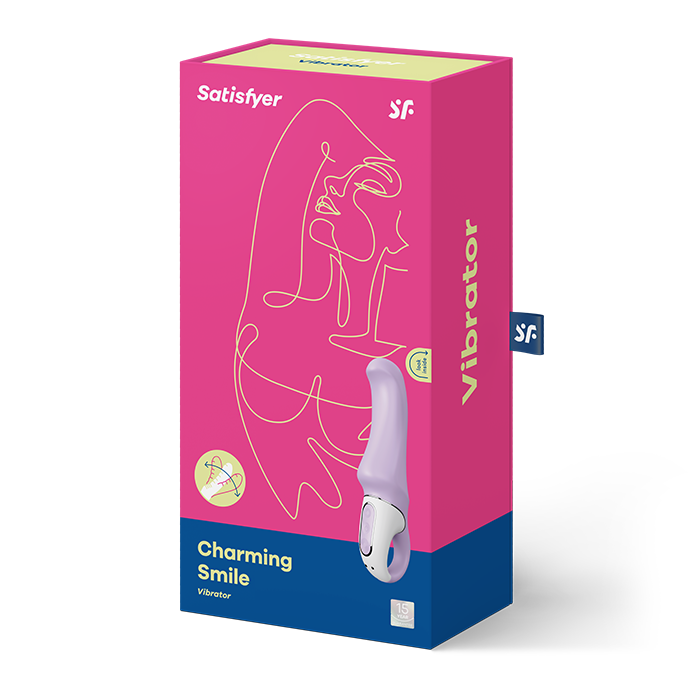 Vibratore SATISFYER VIBES Charming Smile con design elegante e colori vivaci, visibile in primo piano.