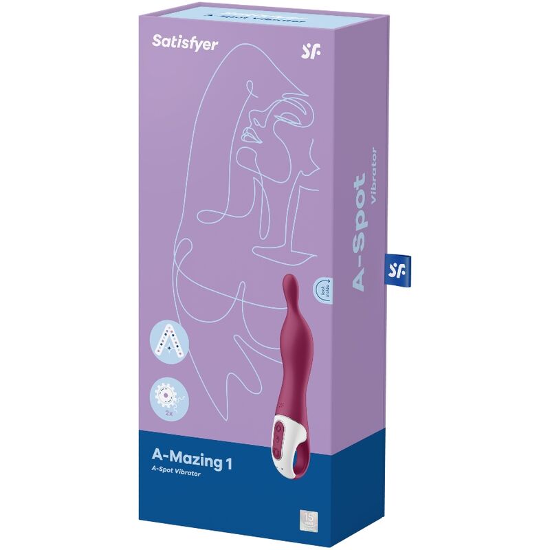 Vibratore SATISFYER Amazing 1 Aspot Berry con design ergonomico e superficie liscia, ideale per stimolazione precisa e piacevole.